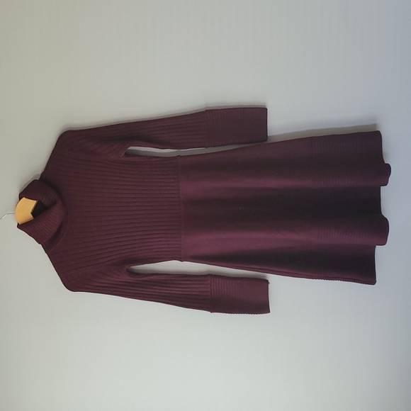 Eliza J Brown Long Sleeve Turtleneck Fit Flare Sweater Mini Dress Small